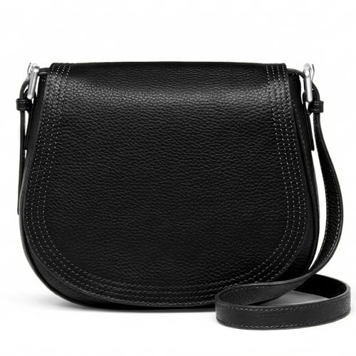 Sac à bandoulière cuir véritable noir élégant de qualité supérieure pour femmes
