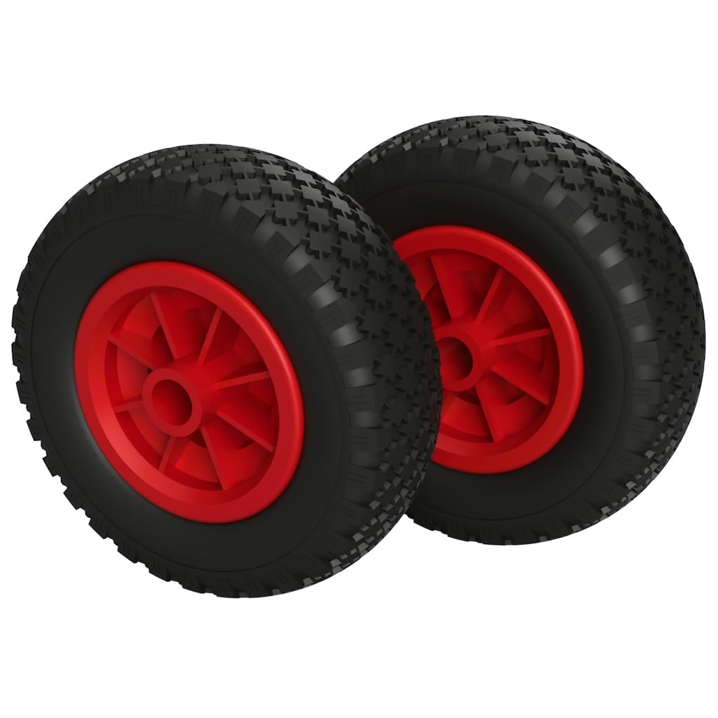 2 x Roue en polyuréthane Ø 200 mm 2.50-4 palier lisse rouleau roue de lancement anti-crevaison, noir/rouge