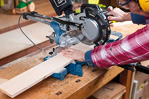 Scheppach Kappzugsäge HM216 Kappsäge Gehrungssäge inkl. Untergestell UMF1550 | Sägeblatt Ø 216mm | 2000W Leistung | Laser & LED | Drehtisch mit Schnellarretierung | mit 2. Sägeblatt – Bild 7