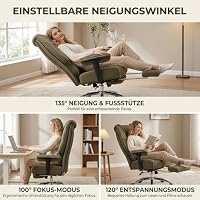 EXCEBET Chefsessel Bürostuhl Ergonomisch 200kg, Schreibtischstuhl mit Fußstütze und Atmungsaktivem Mesh, Hochlehner mit 14cm Taschenfederkern, Drehstuhl mit Höhenverstellbaren Armlehnen (Hellgrün) – Ansicht 4