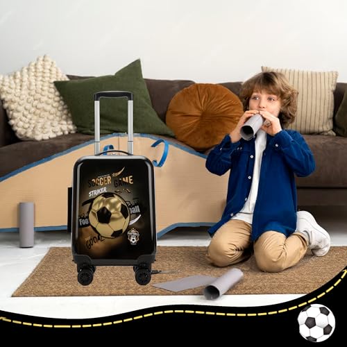 Image of Kids Football Suitcase Set for Boys Hardside Luggage with Spinner Wheels 2 Piece 16inch Toddler Suitcase for Boys Travel Carry on Luggage Airline Approved