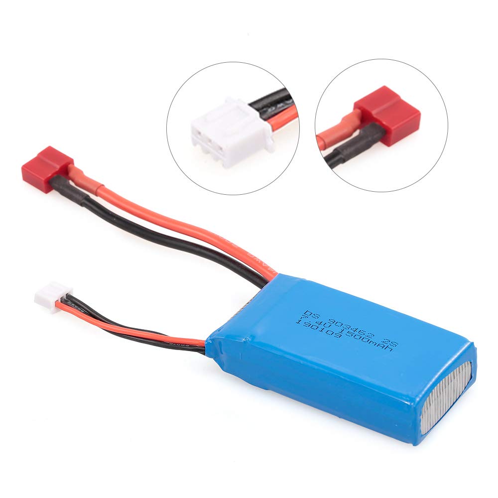 Goolsky- ZOP Power RC Li-Po Batería 7.4V 1500mAh 25C 2S Recargable con T Enchufe for RC Drone Coche Barco Helicóptero Avión 2pcs