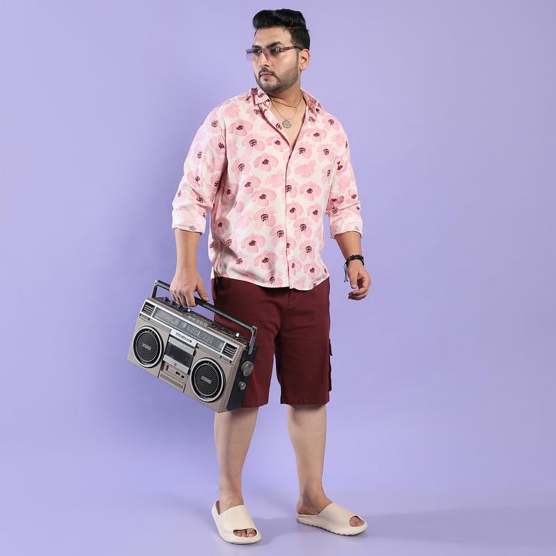 Image of Instafab Plus Men's Shirt for Casual Wear | Spread Collar | Plus-Size Fit | Long Sleeve | Button Closure | Cotton Shirt Crafted with Comfort Fit for Everyday Wear