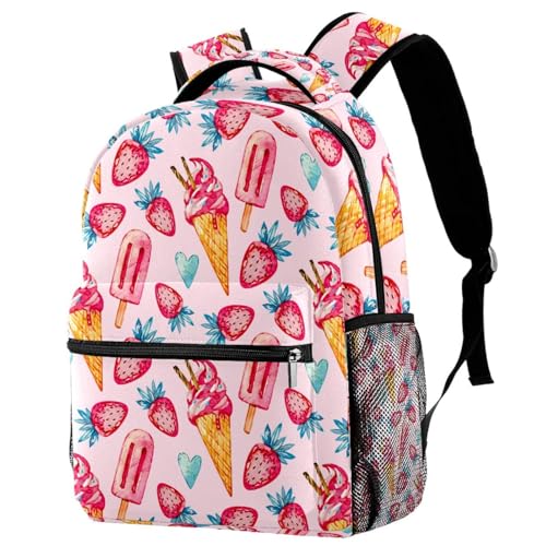Cartable imperméable glace fraise protégeant les cahiers de la pluie