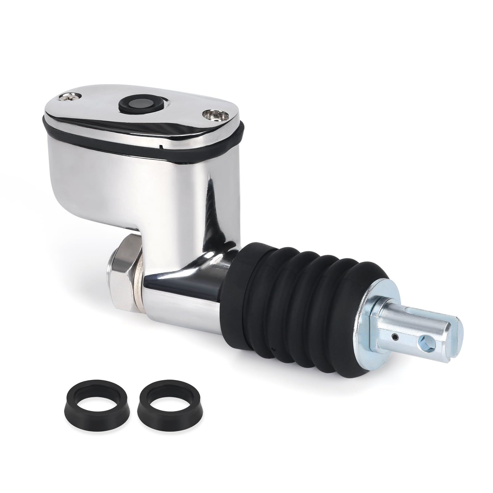 Upgraded Chrome 3/4" Rear Brake Master Cylinder Assembly with Nut Compatible with Harley Touring Electra/Street/Road Glide Road King 99-07 and Softail 00-11, Replace 41755-99 & 41767-05