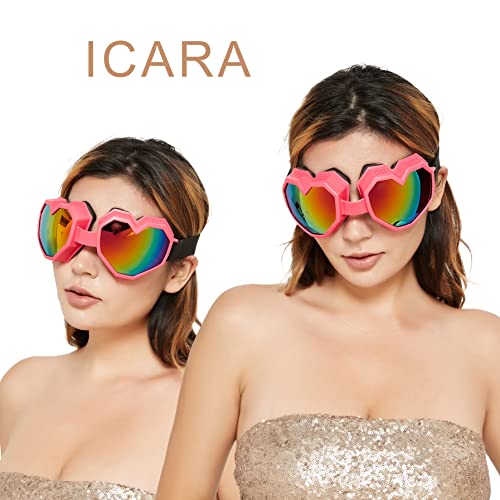 ICARA Heart Shaped Sunglasses Fashion Ski Goggles Colorful Oversize Love Glasses for Women Men Fun Eyeglass4