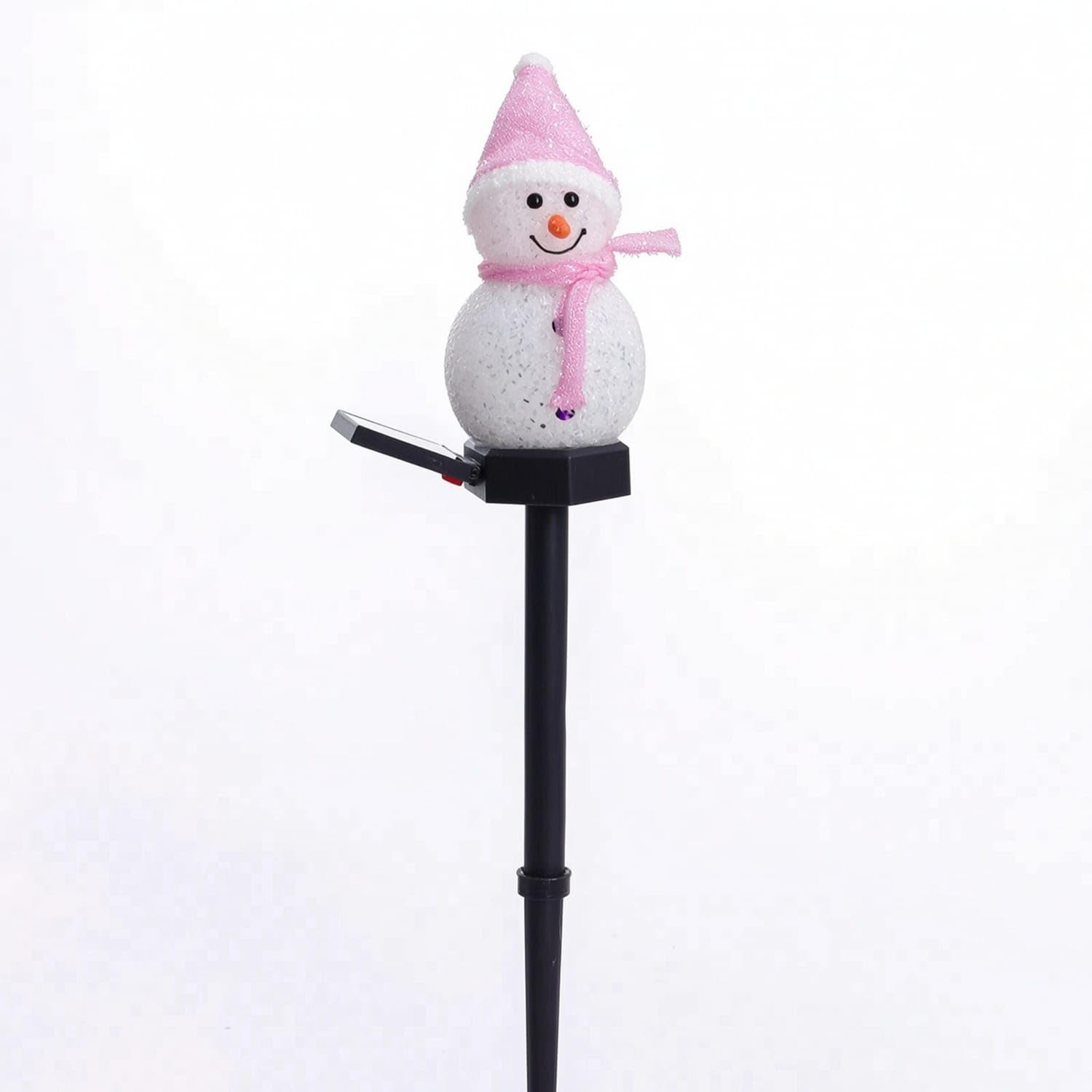 Festive Solar Snowman Stake Outdoor Solar Snowman Lights Waterproof LED for Christmas Decorating, Yard, Patio, Flower Beds, Pink-image-19