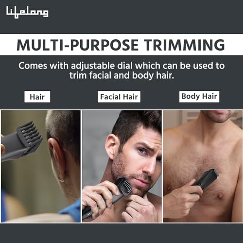 Image of Lifelong Trimmer For Man | 1 Year Warranty | 50 Minutes Runtime, 20 Length Settings, Trimmer for Man, Hair Trimmer for Man, Beard Trimmer for Man, Stainless Steel Blades (LLPCM05, Black)