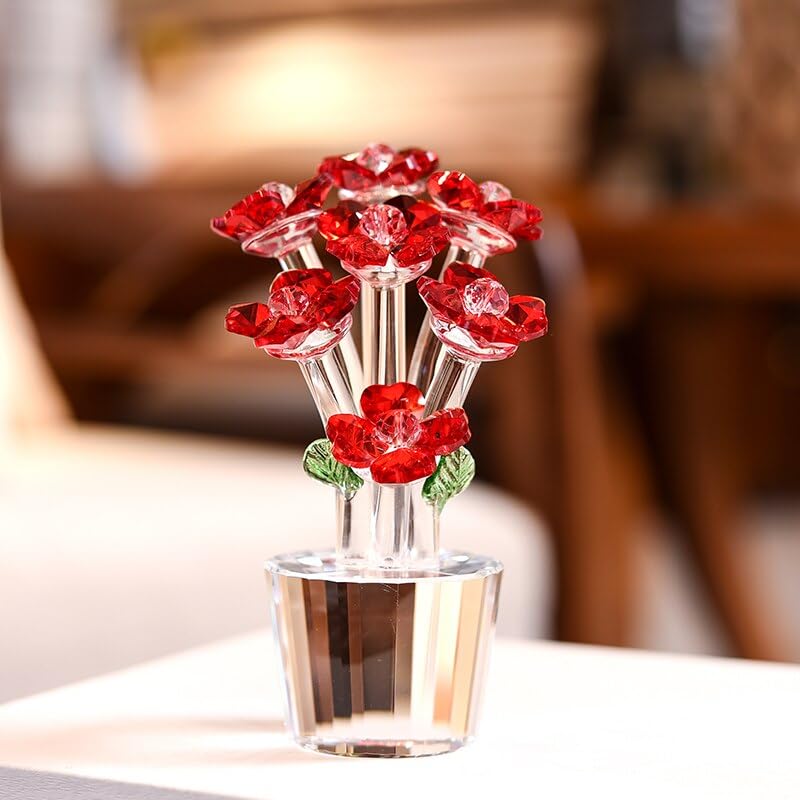 Crystal Flower Living Room TV Cabinet Creative Decoration Holiday Gift Office Craft Ornaments (Color : Green)