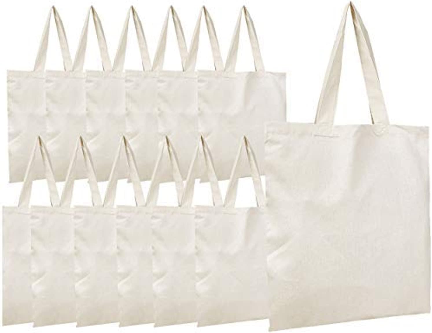 Plain Cotton Canvas Tote Bags in Bulk - 12 Pack - Natural, Black, White Canvas Bags Wholesale for Arts and Crafts, Heat Transfer, DIY and More!