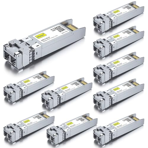 Image of 10Gtek 10GBase-LR SFP+ Transceiver, 10G 1310nm SMF SingleMode Fiber Optic Module, 10km, for Cisco SFP-10G-LR, Meraki MA-SFP-10GB-LR, Ubiquiti UniFi UF-SM-10G, Fortinet, Mikrotik and More, Pack of 10