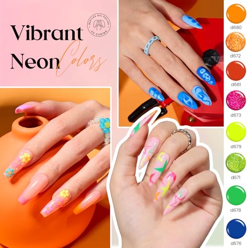 Image of Beetles Gel Liner Nail Art Polish Set 50 Colors Reflective Gold Glitter Green Pink Red Blue Silver Gel Nail Polish Soak Off UV Built Thin Brush in Bottle Nails Design Rainbow Gift for Women