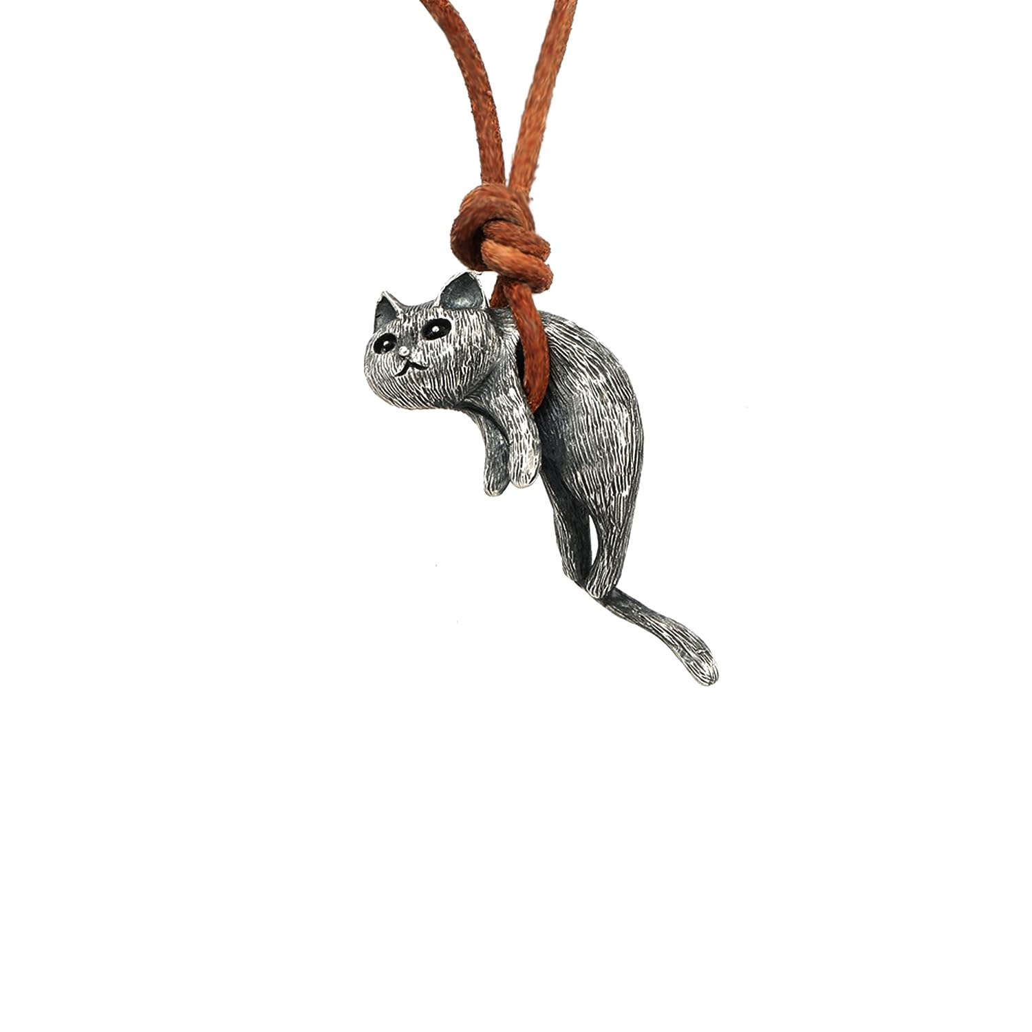 Ciondolo a forma di gatto in oro massiccio 14 carati: collana degli innamorati, ciondolo a forma di luna floreale - Italia