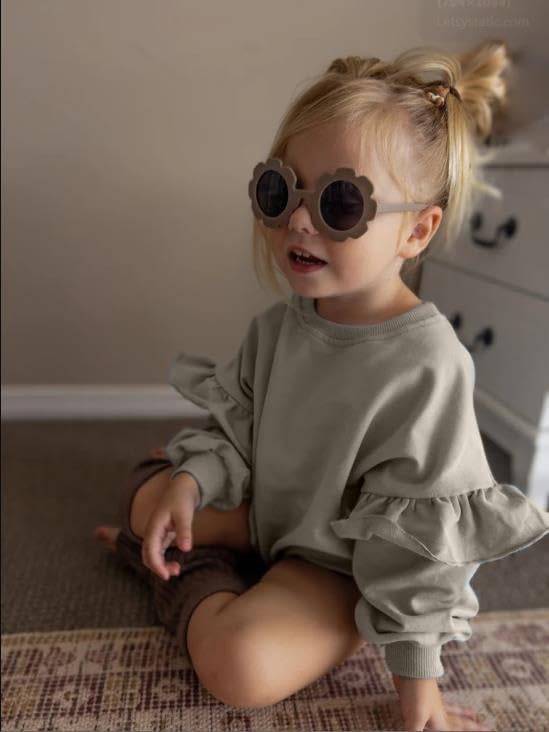 YOKJZJD Newborn Infant Baby Girl Outfits Ruffle Bubble Romper Sweatshirt Long Sleeve Bodysuit T-Shirt Fall Clothes - Image 2