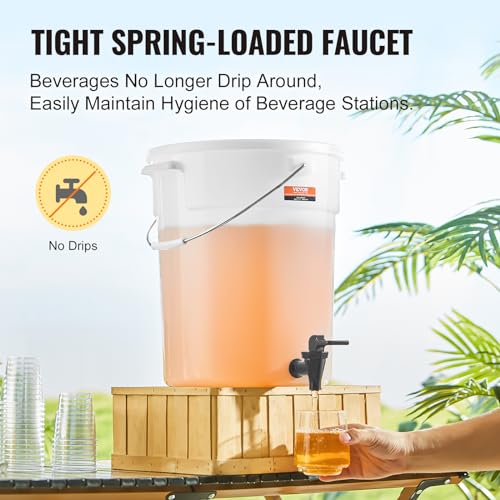 Image of VEVOR Beverage Dispenser, 5 Gallon *2 Drink Dispensers for Parties, Plastic Juice Dispenser with Spigot and Lid, Iced Tea Lemonade Juice Water Dispenser, for Restaurants, Hotels, Parties, 2 Pack