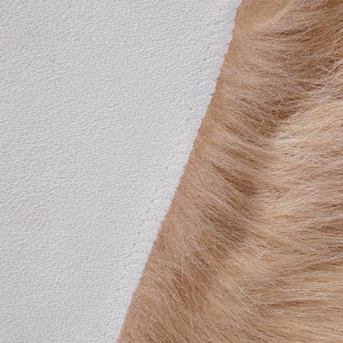 JXLOULAN Faux Lammfell Schaffell Teppich Hellbraun 40x60 cm, Weicher Flauschiger Teppich Wohnzimmer Deko, Longhair Fell Lammfellimitat Carpet für Stühle Sofa Schlafzimmer Kinderzimmer