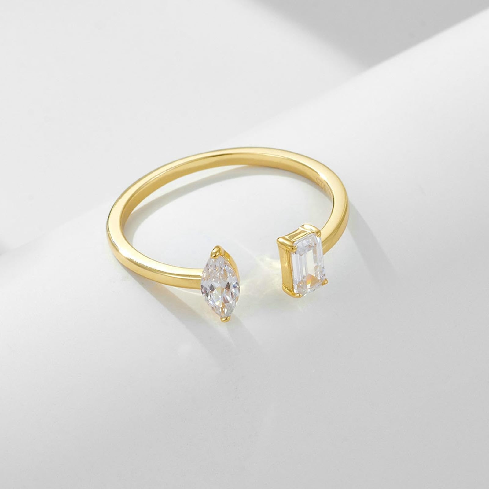 Anillos de compromiso de oro amarillo de 9 quilates, 14 quilates y 18 quilates para ella, abierto con moissanita
