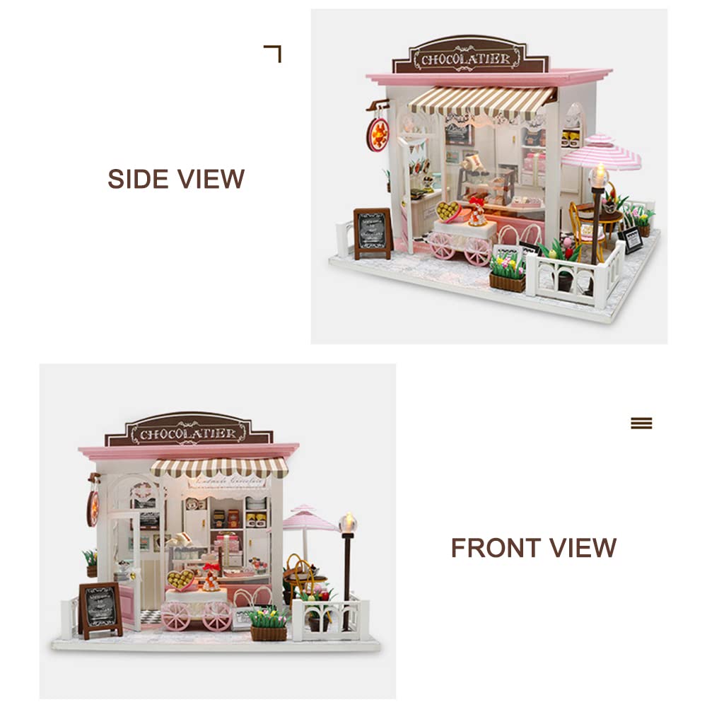 LANRU kit fai da te per adulti,Mini casa delle bambole in miniatura kit fai-da-te con luci a led e mobili per set regalo