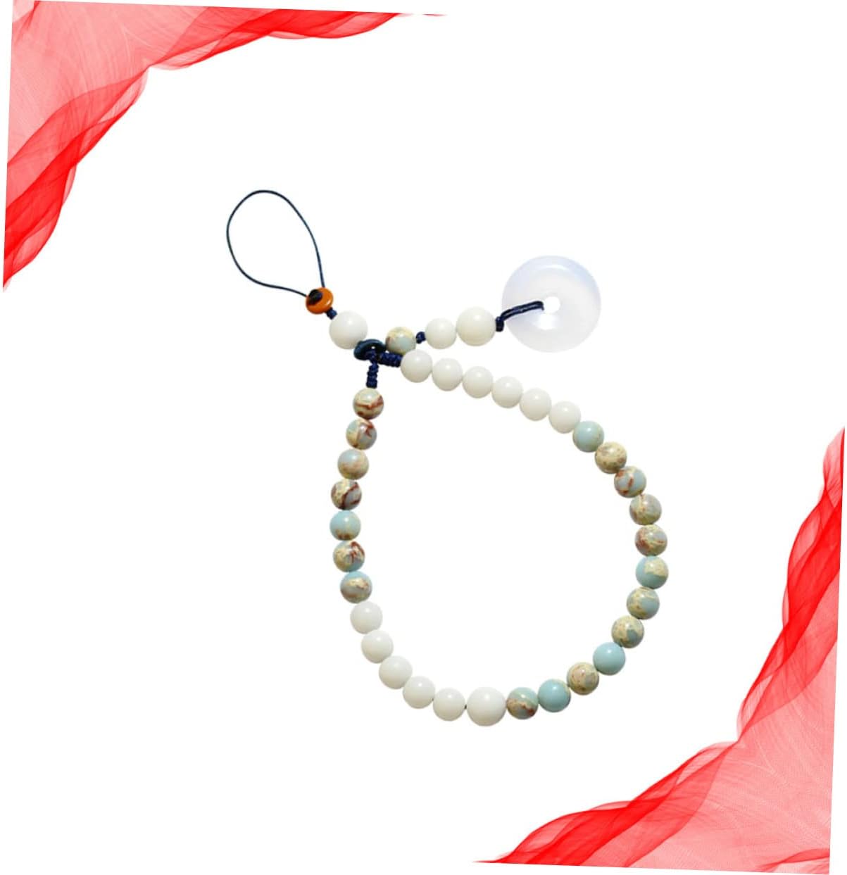 TEHAUX 3 pcs Chinese Style Chalcedony Phone Chain Removable Braided Strap for Mobile Decor Durable and Easy to Attach present for Friends Compatible with All Smartphones