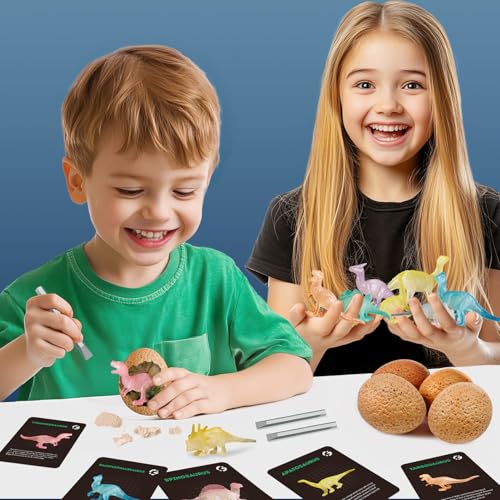 Gamerside Dino Eier zum Ausgraben – 12 Leuchtende Dino-Eier mit Lernkarten – Dino Ausgrabungsset für Kinder ab 6 Jahren… – Ansicht 5