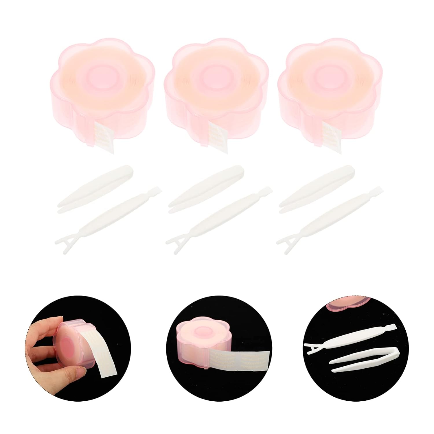 minkissy 9rolls Invisible Eyelid Tape Lace Double Eyelid Stickers for Natural Makeup Sweatproof Lightweight Curved Easy Application