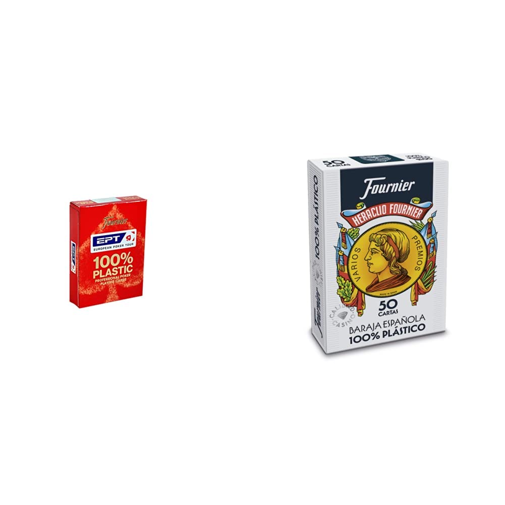 Fournier-10018440 Baraja de Poker Profesional EPT 100% Plástico, Multicolor (1040724) + Baraja española Nº 2100 (50 Cartas)