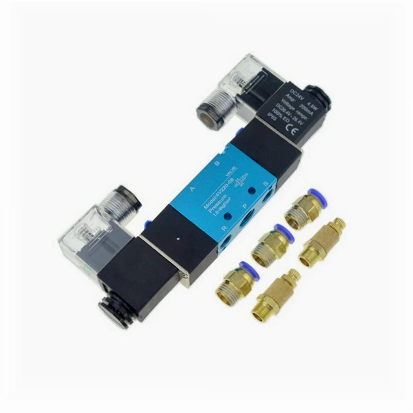 Podwójne sterowanie 2 pozycje 5 Way Umatic Electric 12V 24V 220V 6mm 8mm 10mm Wąż Regulacja magnetycznego zaworu gazowego powietrza(PC-6mm-Adjust,AC 220V)