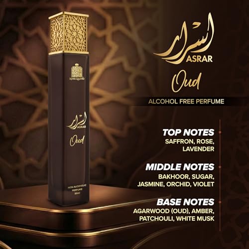 Image of Adilqadri Asrar Oud 50ml Perfume for Men & Women - Non-Alcoholic Saffron, Rose, Jasmine, Oud & Amber Fragrance - Long Lasting Warm Floral Woody Scent