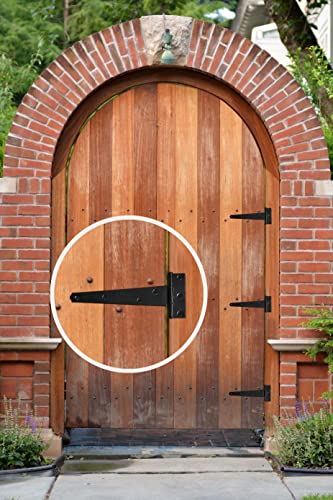 Akatva T Hinge Set - 4-Piece Light Duty Gate Hinges For Wooden And Metal Fences, Doors, Cabinets - Antique Iron Barn Shed Door Hinges Hardware Kit - Easy Setup Indoor, Outdoor Fence Strap Hinge Set #TOP2