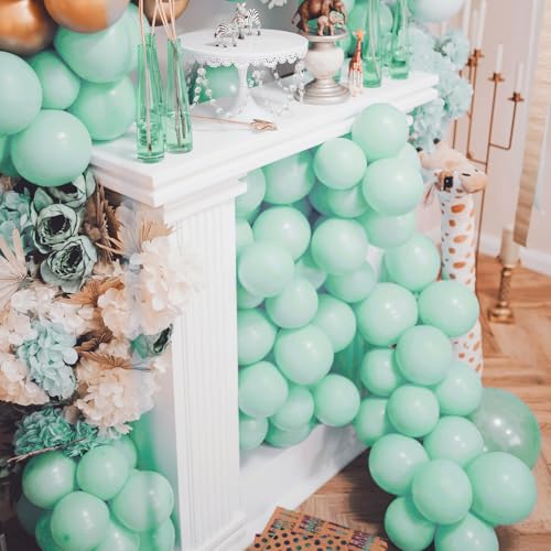 Image of PartyWoo Mint Balloons, 100 pcs Pastel Teal Different Sizes Pack of 36 Inch 18 Inch 12 Inch 10 Inch 5 Inch Pastel Turquoise for Balloon Garland or Arch as Party Decorations, Mint-Q03