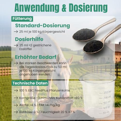 Futterkohle für Pferde 10L, Natürlicher Futtermittelzusatz 0-3mm|C44-Zittau