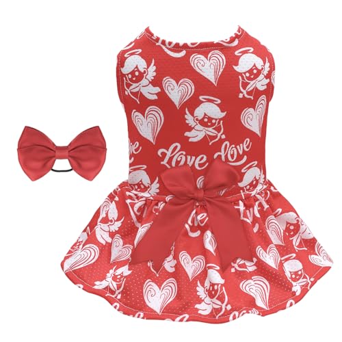 Image of CuteBone Dog Mesh Dress Valentine's Day Puppy Sundress Pet Outfit Summer Fashion for Small Dogs Girl Cat Clothes