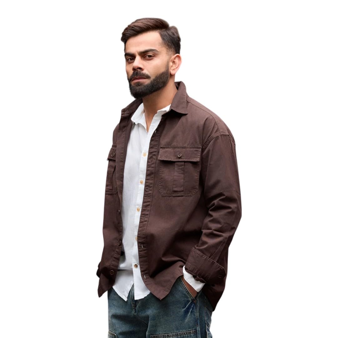 wrogn Men's Pure Cotton Shirt | Solid | Oversized Fit-picture-19