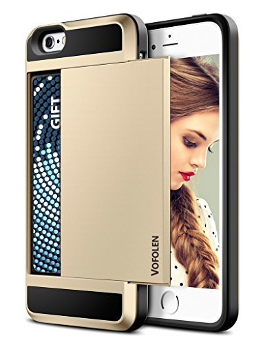 iPhone 5S Case, iPhone 5 Case, Vofolen Impact Resistant iPhone 5S Cover [Card Slot Wallet Case] Anti-scratch Bumper Skin Hybrid Defender Armor Protective Shell for Apple iPhone 5 5S - Champagne