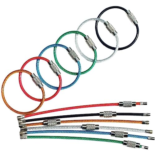 Greluma 36 Pcs Llaveros de alambre de acero inoxidable Cable Etiquetas para equipaje de alta resistencia Lazos Portaetiquetas Barril giratorio de 2 mm 10 cm / 4 'de largo
