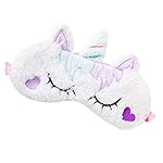 Cute Animal Sleeping Sleep Mask Soft Plush Blindfold Cute Rabbit Panda Koala Eye Cover Eyeshade for Kids Teens Girls Women (Unicorn Love)