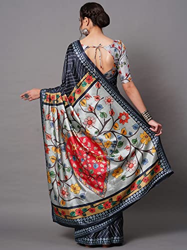 Image of AKHILAM Women's Dola silk Bandhani Saree With Unstitched Blouse Piece (Multicolored 7TISHA7 Parent)