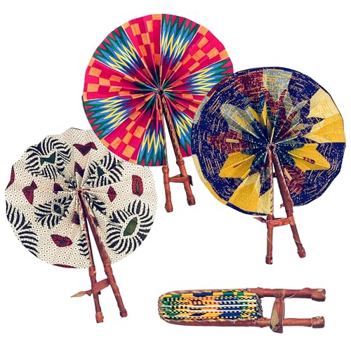 African Foldable Hand Fans/Decorative Fans - Set of 2