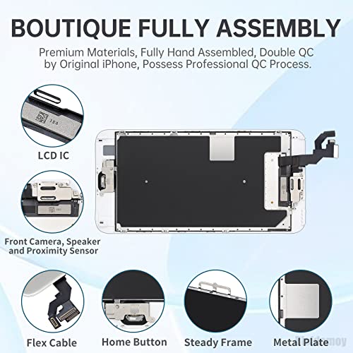 For Iphone 6S Plus Screen Replacement With Home Button 5.5” White Full Assembly, 6Splus 3D Touch Lcd Display Digitizer Fix Tools With Front Camera Speaker Sensor, Hd Glass Repair Kit For A1634, A1687 #TOP1