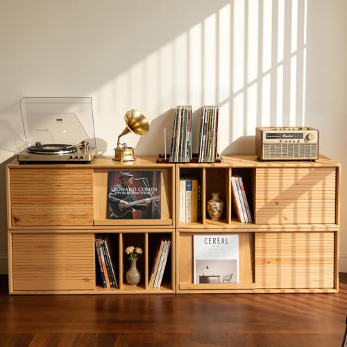 Image of Vinyl Record Storage Holder for 75 LPs, Solid Hardwood Record Stand, Album Rack Organizer, LP Storage & Magazine Holder, Gift for Music Lovers