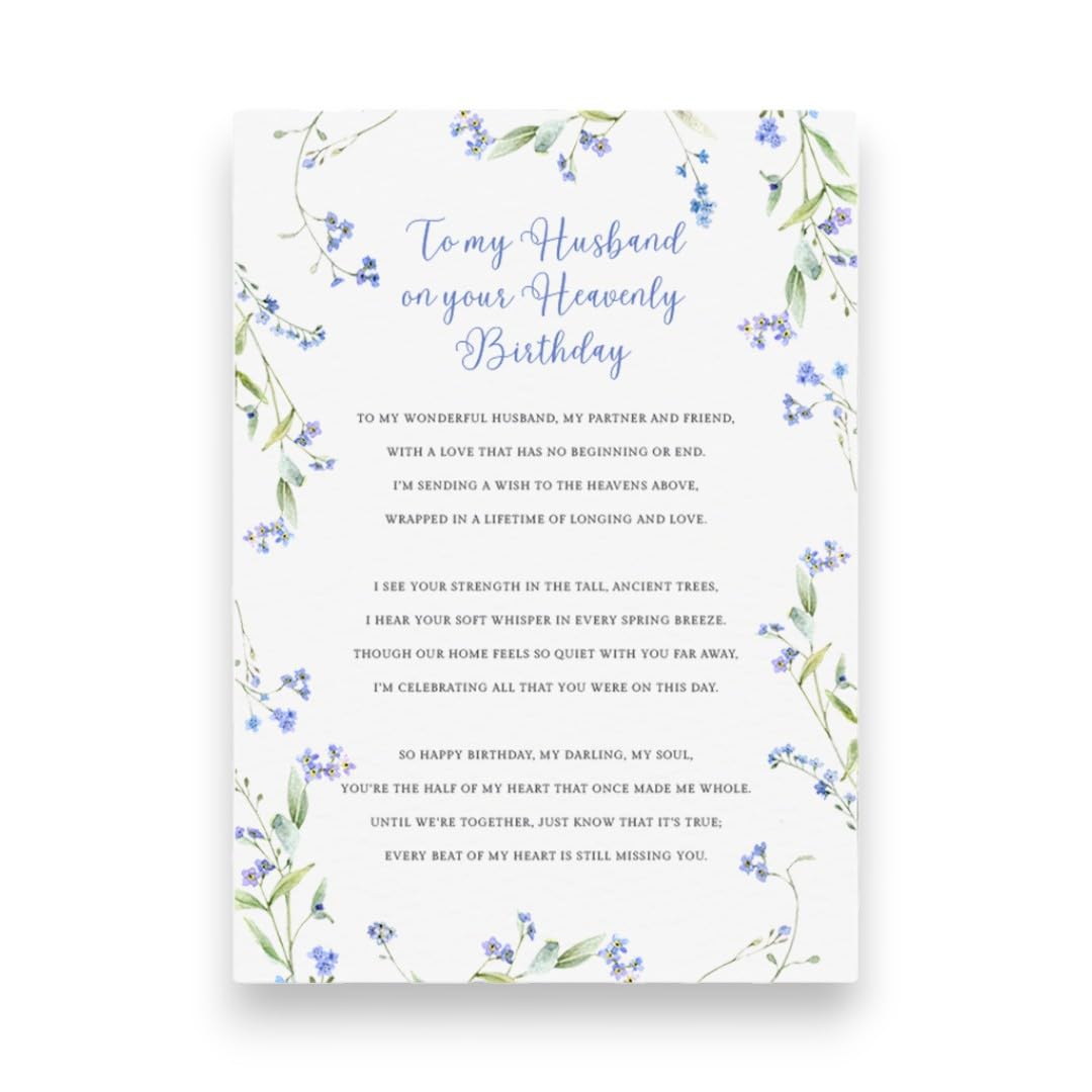 Personalised Husband Birthday Memorial Card for Grave Weatherproof, Laminated Grave Cards Husband Birthday, WITH HOLDER STAKE