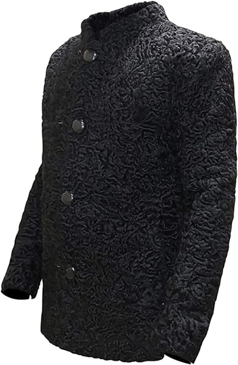 New Real Karakul Persian Lamb Fur Jacket Black Coat2