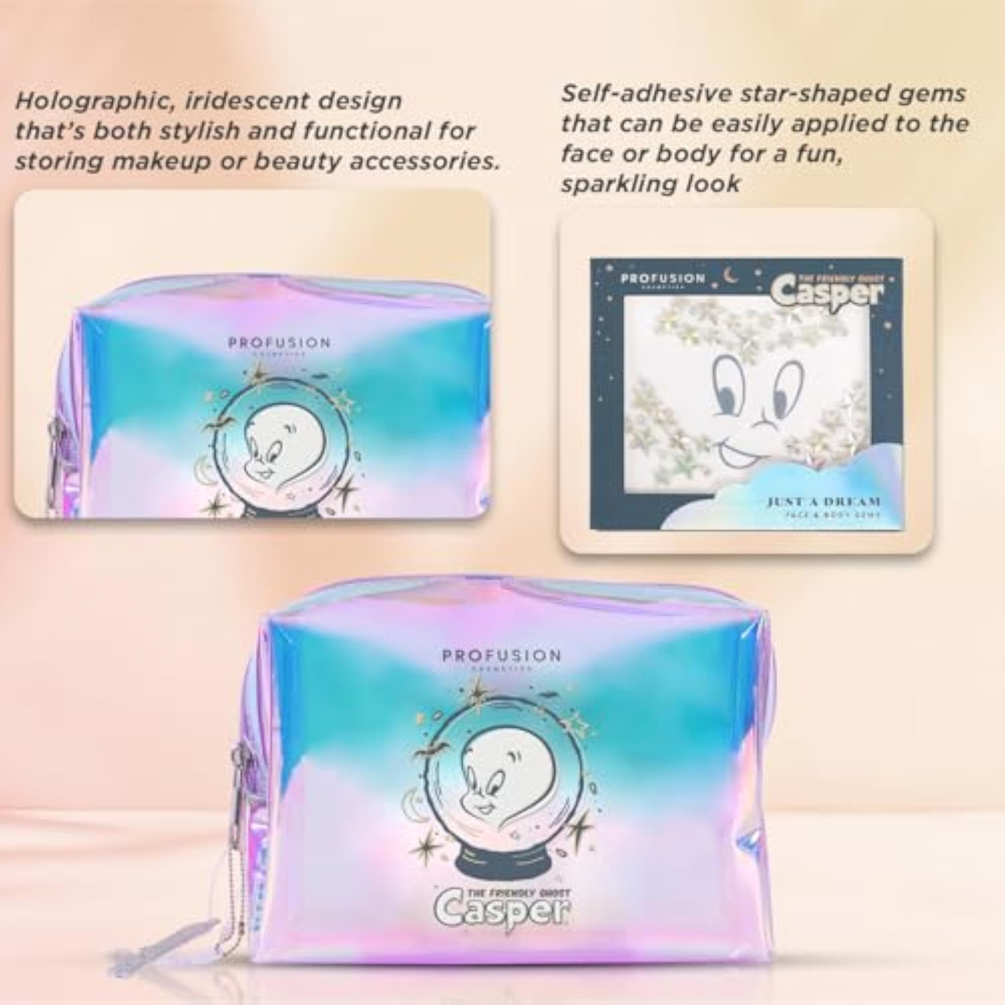 Casper The Friendly Ghost Bag & Glow In The Dark Face Gems