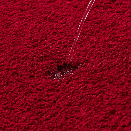 MIULEE Bath Mat Non Slip Absorbent Bathroom Soft luxurious Shower Small Mat Doormat Inside Rugs Kitchen Rugs Carpet Mat Washable for Bathroom Bedroom Kitchen Entrance 70x120 cm Red - Image 4