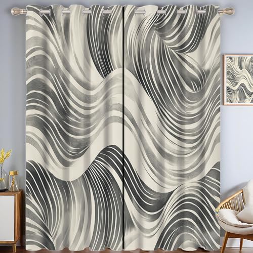 Rideaux occultants haut de gamme 140x200 cm à imprimé d'art abstrait 3D - 2
