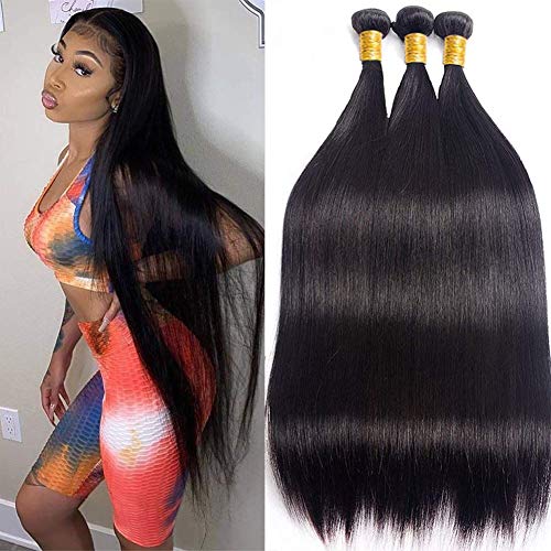 Straight Human Hair Bundles 30 32 34inch Unprocessed Brazilian Virgin Hair Straight Long Inch Human Hair Extensions Natural Black Long Straight Human Hair Weave Bundles