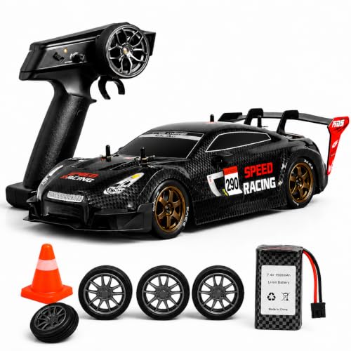 Image of Nextronix 40 km /h High-Speed 1:16 Scale 4WD RC Drift Car | 2.4GHz Remote Control Racing Car with LED Lights & Rechargeable Battery | Carbon Black Edition