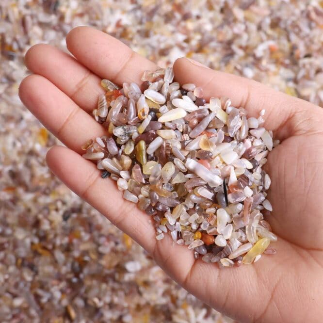 Image of Natural Botswana Agate Healing Crystal Chips Stone 50 Gm for Reiki, Meditation, Chakra Balancing, Vastu & Feng Shui | Polished Gemstone Chips for Home Decor, Jewellery Making & Resin Art