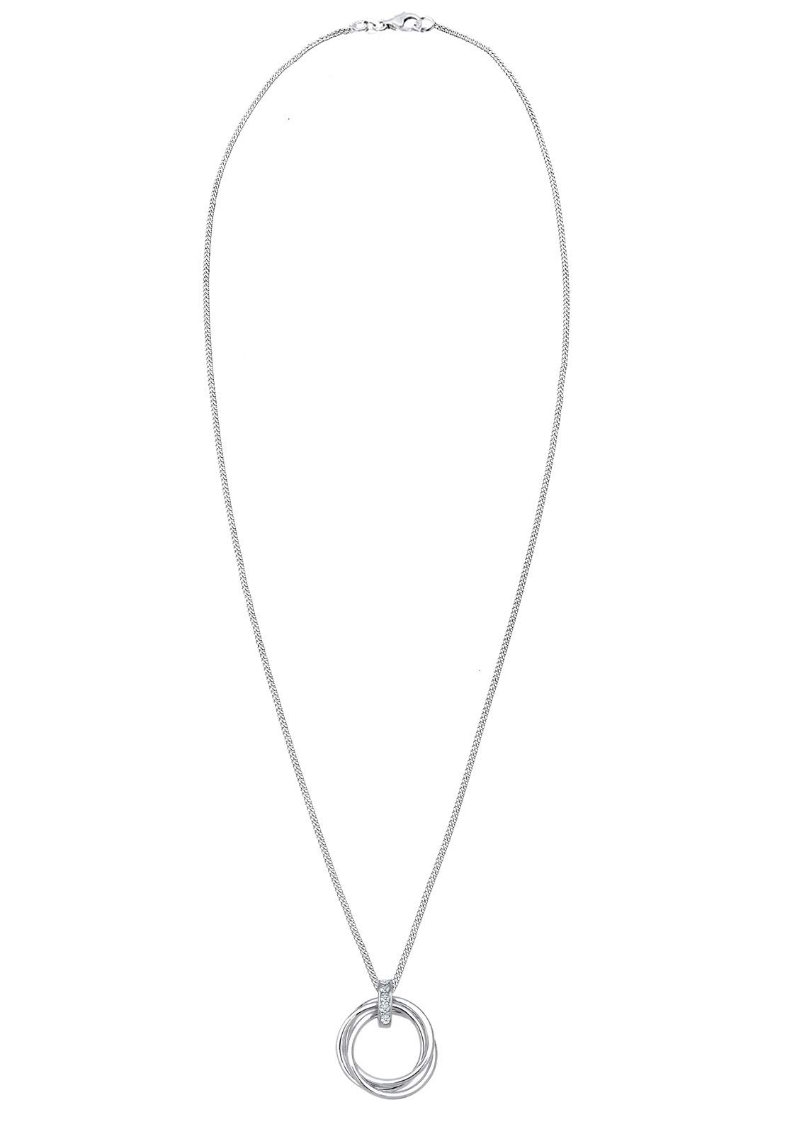 Elli DIAMONDS Halskette Damen Kreis Trio Anhänger mit Diamant (0.025 ct.) in 925 Sterling Silber