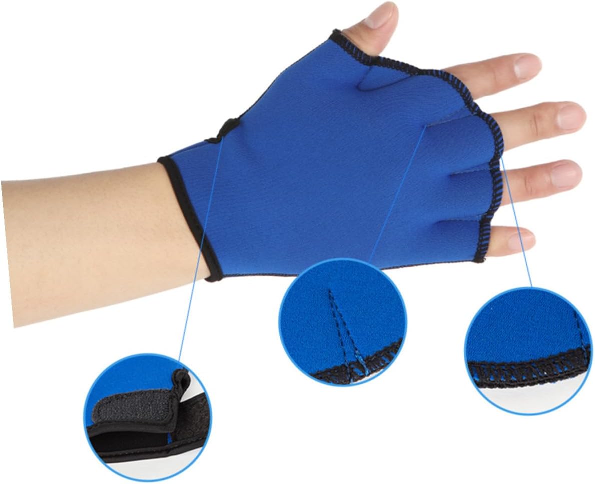 TEHAUX Webbed Swim Gloves Paddle Training Gloves Size L Blue Aquatic Fitness Water Resistance Swimming Gear for Men and Women